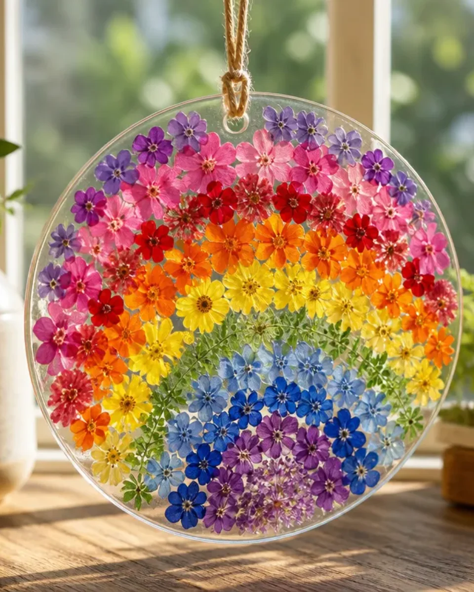 Nature-Inspired Rainbow Mosaic Suncatcher