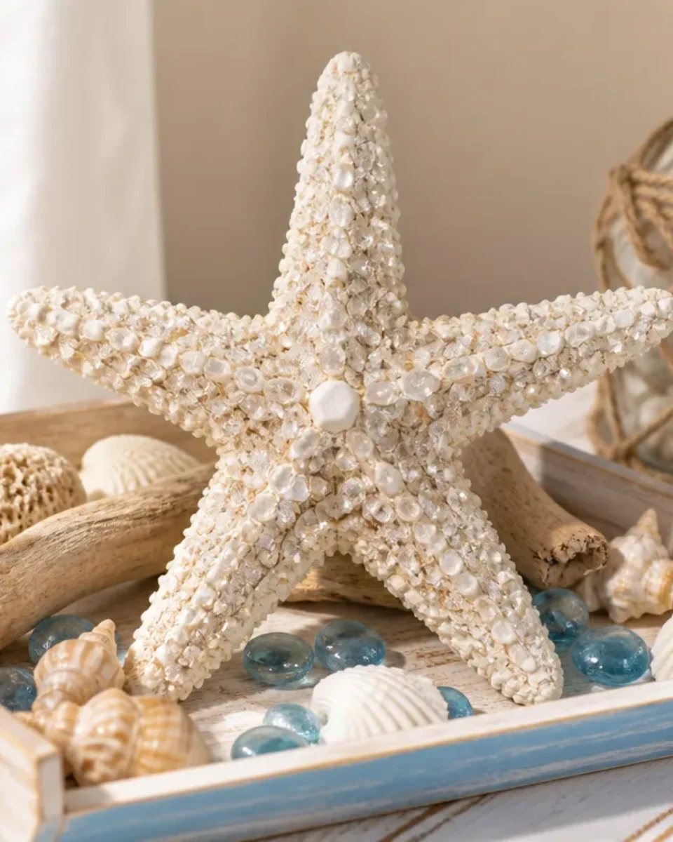 DIY Dollar Store Starfish Transformed into Crystal Beach Decor