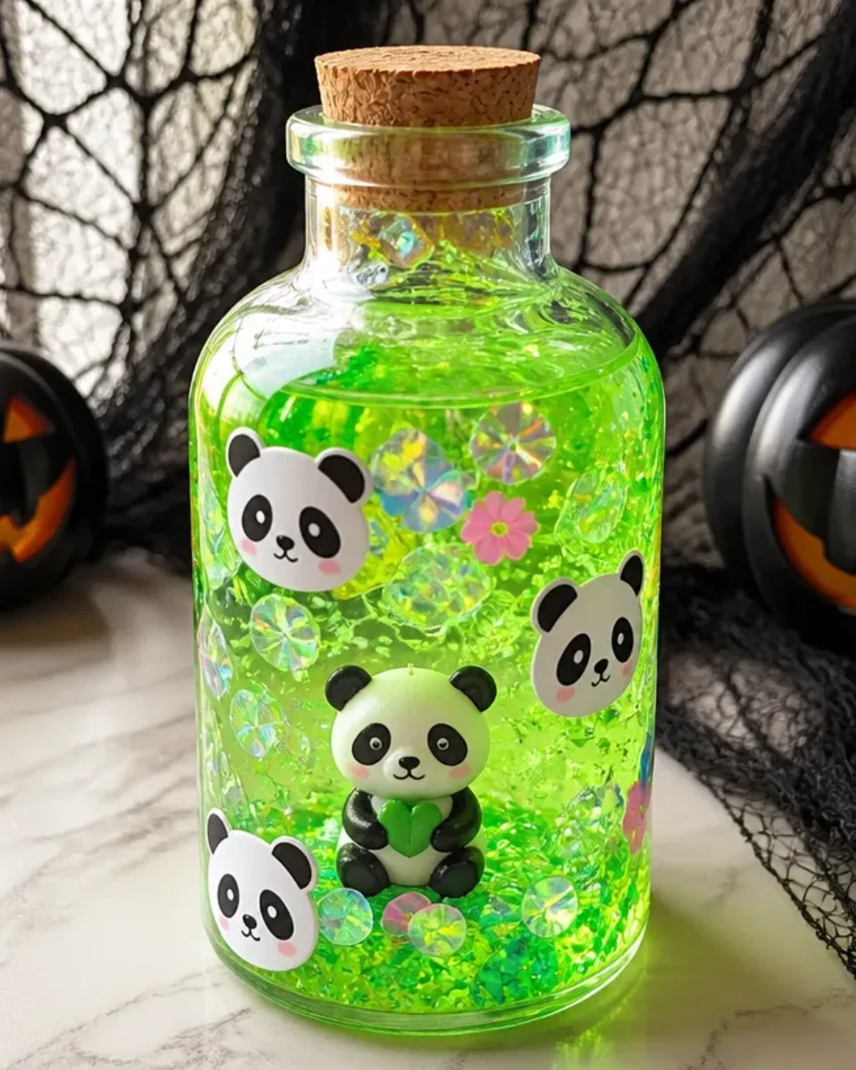Glowing Panda Potion Bottle for Witchy Halloween Decor