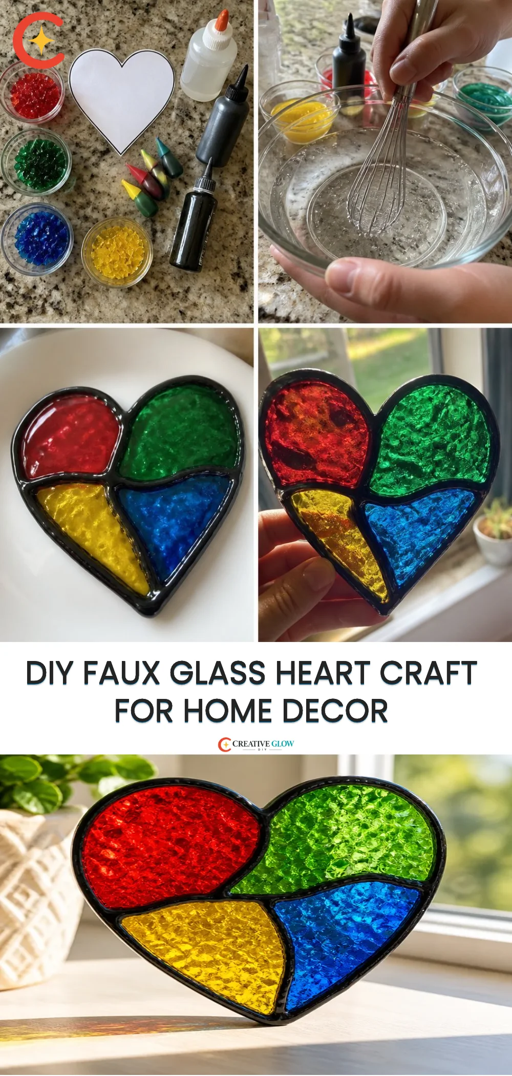 DIY Faux Glass Heart Craft for Home Decor
