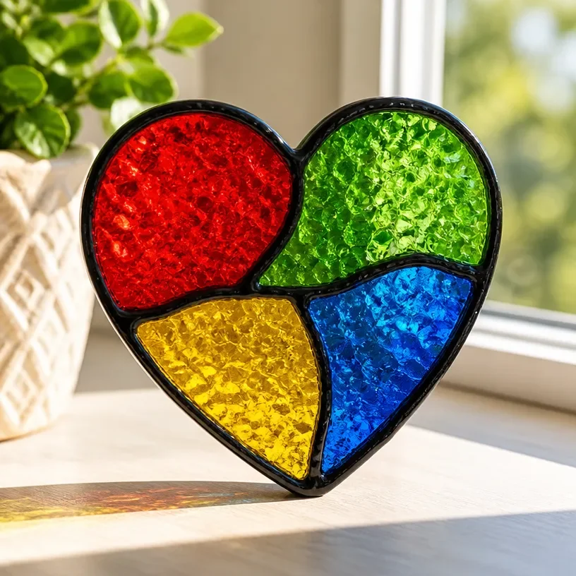 DIY faux glass heart craft for home decor project