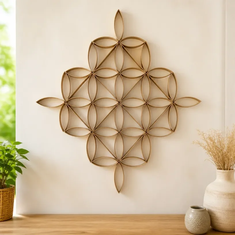 DIY wall art made from toilet paper rolls for home decor