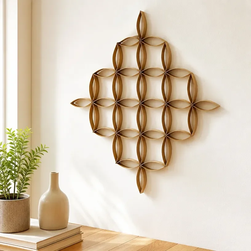 DIY wall art made from toilet paper rolls for creative home decor