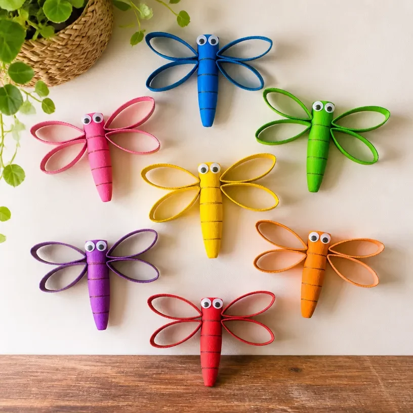 Handmade dragonfly paper roll wall art for unique home decor