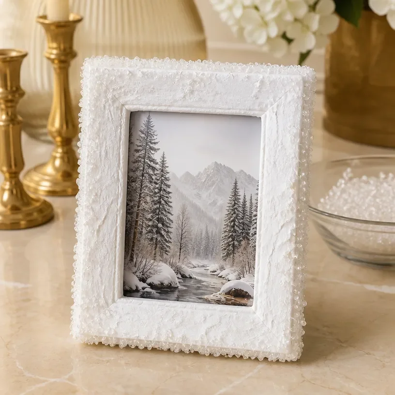 Elegant frosted frames enhancing luxurious home decor