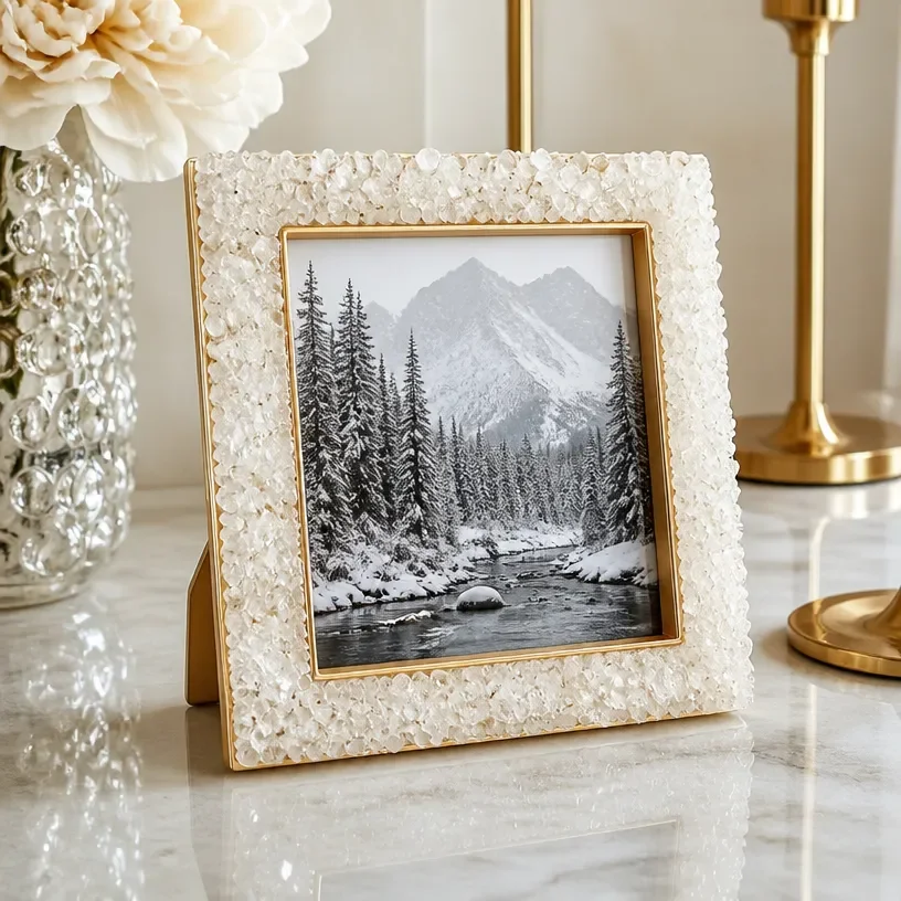 Elegant frosted frames enhancing luxurious interior decor