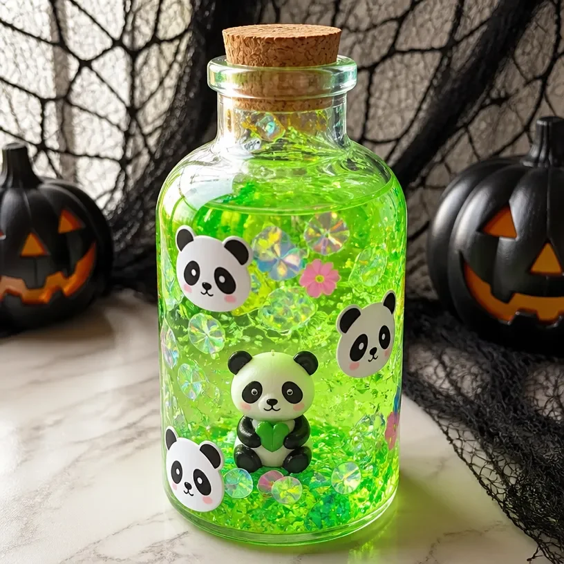 Glowing Panda Potion Bottle for witchy Halloween decor