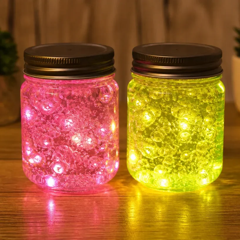 DIY glowing bubble lamps using LED lights for a vibrant home decor.