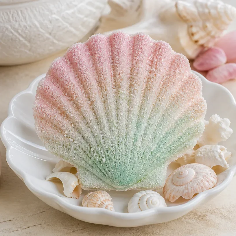 Faux sanding sugar seashell decor for stylish home decoration