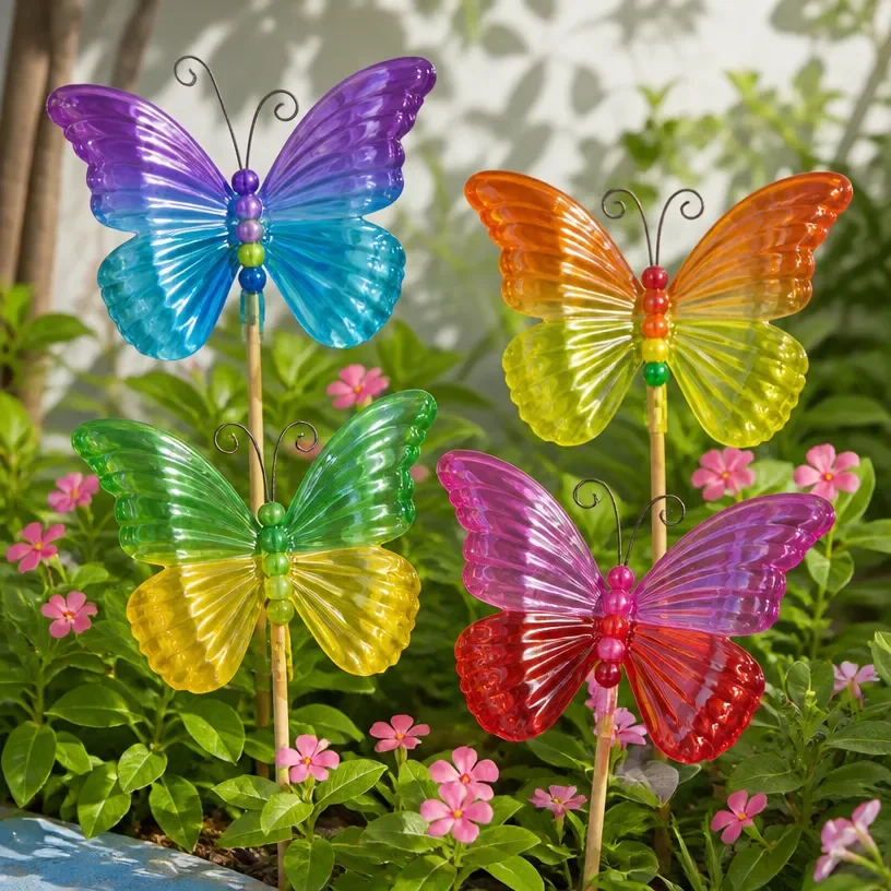 Rainbow Butterfly Stakes with eco-friendly design from recycled bottles